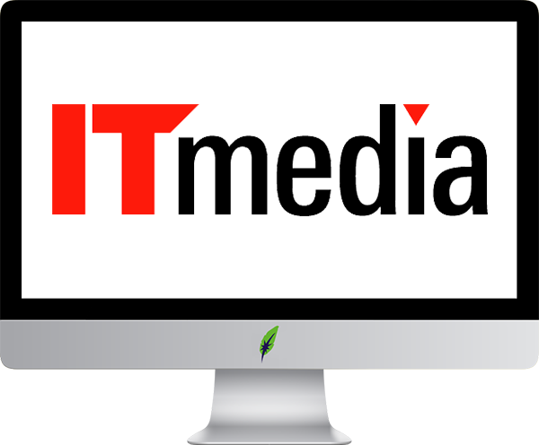 Computerscherm met logo Japanstalig online newsportal - Itmedia.co.jp - in kleur op transparante achtergrond - 600 * 496 pixels